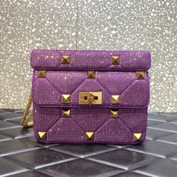 Valentino Garavani Roman Stud Bag Purple 25cm