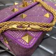 Valentino Garavani Roman Stud Bag Purple 25cm - 3