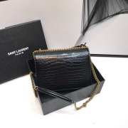 YSL Sunset Crocodile Black Bag with Gold Hardware 22cm - 3