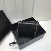 YSL Sunset Crocodile Black Bag with Silver Hardware 22cm - 4