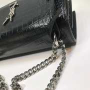 YSL Sunset Crocodile Black Bag with Silver Hardware 22cm - 3