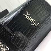 YSL Sunset Crocodile Black Bag with Silver Hardware 22cm - 2