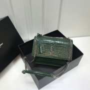 YSL Sunset Crocodile Green Bag with Silver Hardware 22cm - 1