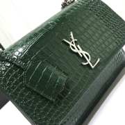 YSL Sunset Crocodile Green Bag with Silver Hardware 22cm - 3