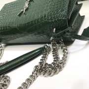 YSL Sunset Crocodile Green Bag with Silver Hardware 22cm - 2