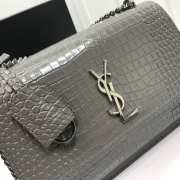 YSL Sunset Crocodile Grey Bag with Silver Hardware 22cm - 2