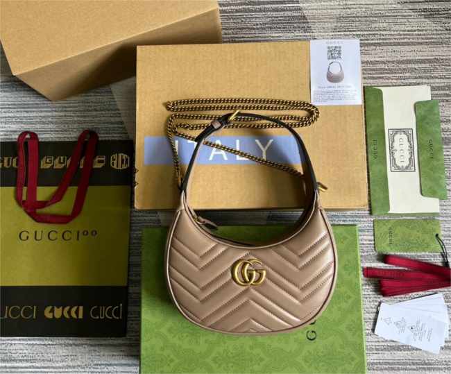 Gucci GG Marmont Half-moon-shaped Mini Bag Beige - 1