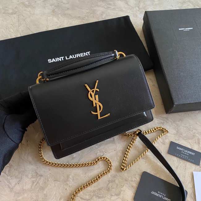 YSL Sunset Black Bag with Top Handle 19cm - 1