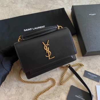 YSL Sunset Black Bag with Top Handle 19cm