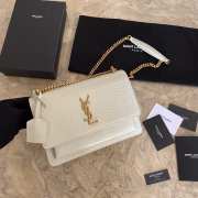 YSL Sunset Crocodile White Bag with Gold Hardware 22cm - 6