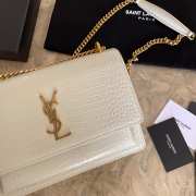 YSL Sunset Crocodile White Bag with Gold Hardware 22cm - 4