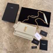 YSL Sunset Crocodile White Bag with Gold Hardware 22cm - 3