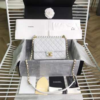 Chanel Classic Flap White Bag with 21cm