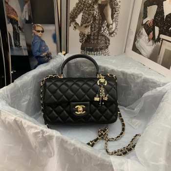 Chanel Flap Bag with Top Handle Black 20cm