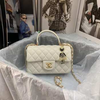 Chanel Flap Bag with Top Handle White 20cm