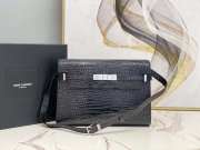 YSL Manhattan Black Crocodile Leather Bag With Silver Hardware - 1