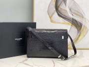 YSL Manhattan Black Crocodile Leather Bag With Silver Hardware - 3