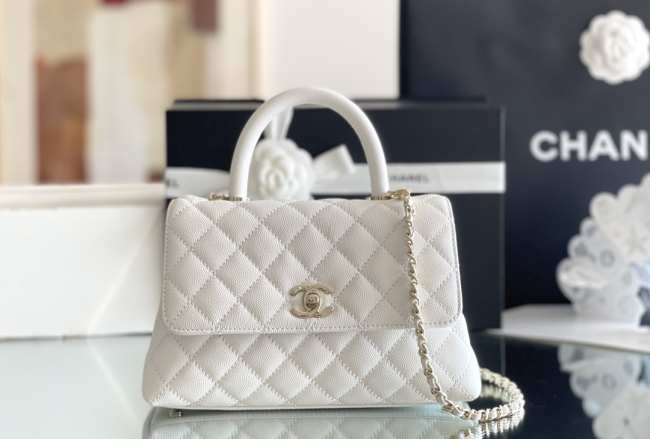 Chanel Small Coco Handle Bag White - 1