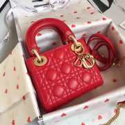 Dior Lady Bag in Red with Gold Hardware 17cm - 5