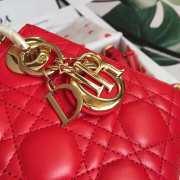 Dior Lady Bag in Red with Gold Hardware 17cm - 3