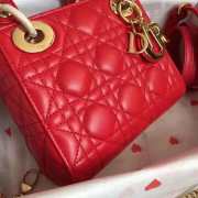 Dior Lady Bag in Red with Gold Hardware 17cm - 2