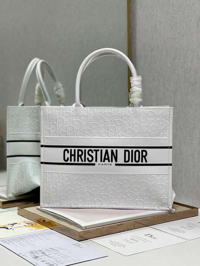 Dior Medium Book Tote Bag in White - 1