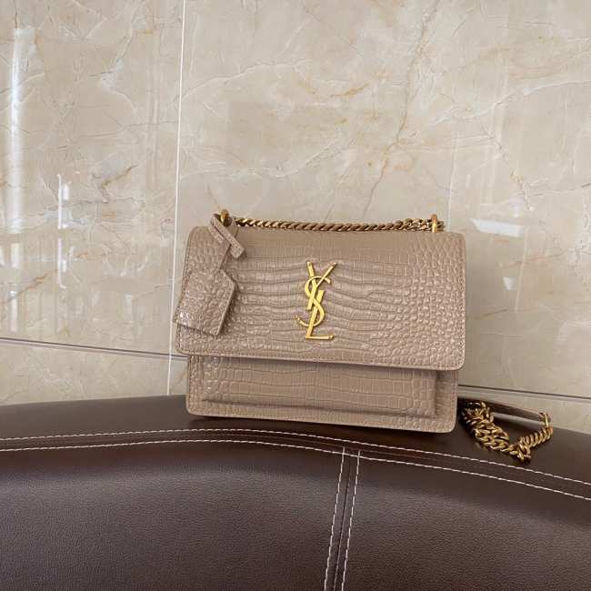 YSL Sunset Crocodile Bag with Gold Hardware 22cm - 1