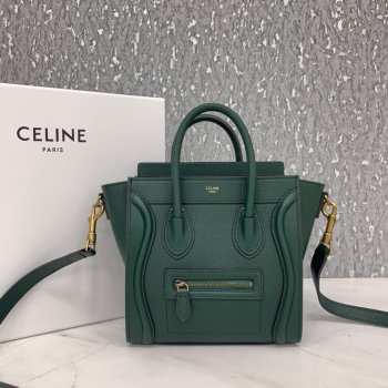 Celine Nano Luggage Calfskin Handbag in Green