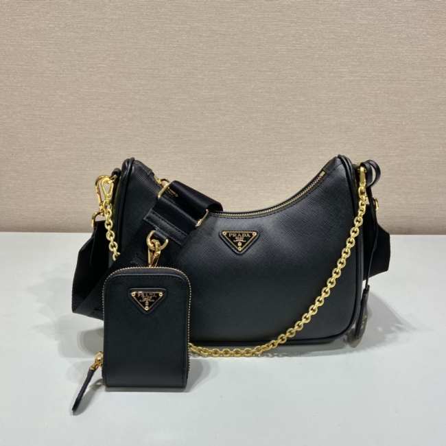 Prada Saffiano Re-Edition Shoulder Bag Black - 1