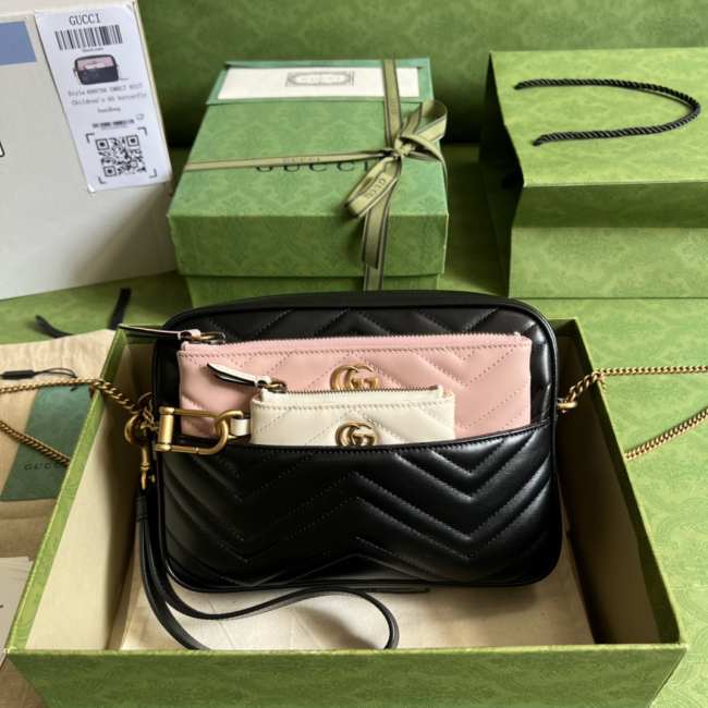 Gucci GG Marmont Multi-Use Mini Bag Black Pink White - 1