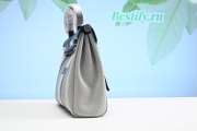  Hermes Vache Hunter Toile H Vibration Herbag Zip 31 PM Ecru Black White - 3