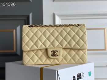 Chanel Medium Caviar Flap Bag in Light Yellow 