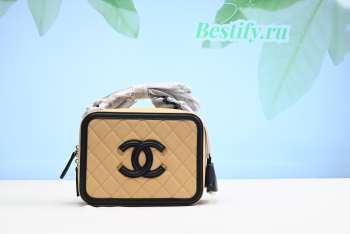 Chanel Medium Caviar Vanity Bag Beige and Black