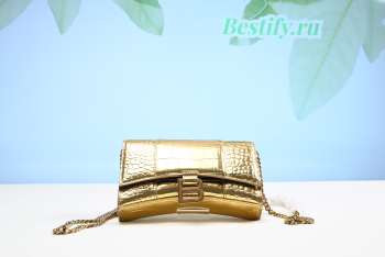 Balenciaga Hourglass Mini Crocodile-effect Leather Bag