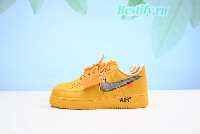 Nike Air Force 1 Low OFF-WHITE University Gold Metallic Silver DD1876- - 1