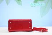 Dior Lady Dior Leather Handbag in Red With Gold Hardware - 6