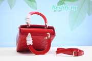 Dior Lady Dior Leather Handbag in Red With Gold Hardware - 3