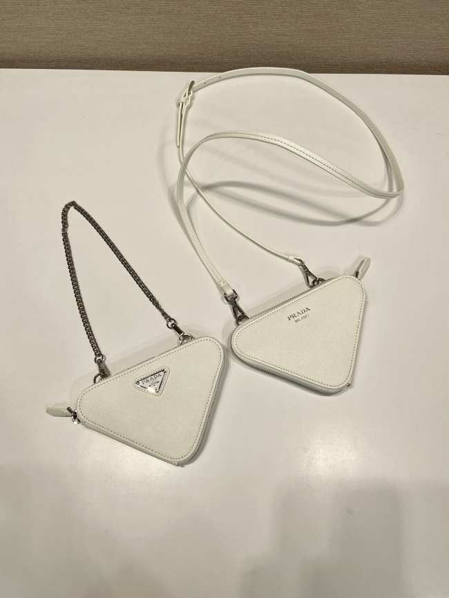 Prada Saffiano Leather Mini Pouch 15CM White - 1