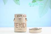 Fendi White Leather Mini Logo Mon Tresor Drawstring Bucket Bag 18CM - 1