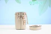 Fendi White Leather Mini Logo Mon Tresor Drawstring Bucket Bag 18CM - 5