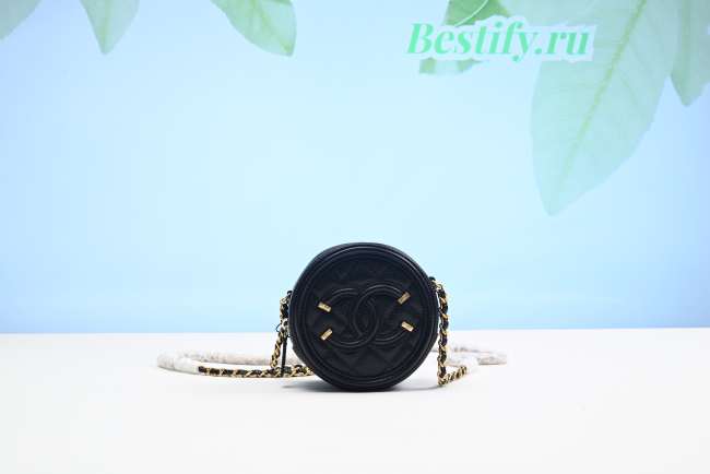 Chanel Round Chain Bag 15CM-Black - 1