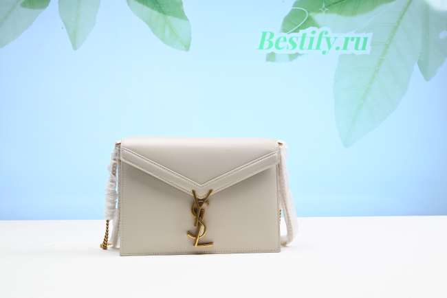 YSL Medium Cassandra Clasp Bag White - 1