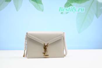 YSL Medium Cassandra Clasp Bag White