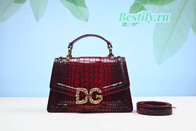 Dolce & Gabbana Amore Shoulder Bag In Crocodile Leather Red - 1