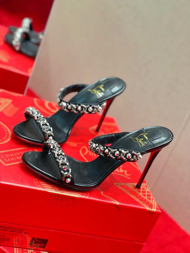 Christian Louboutin Just Chain Slide Sandal - Black - 1