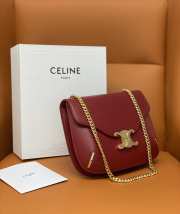 Celine Chain Besace Triomphe Shoulder Bag Red - 6