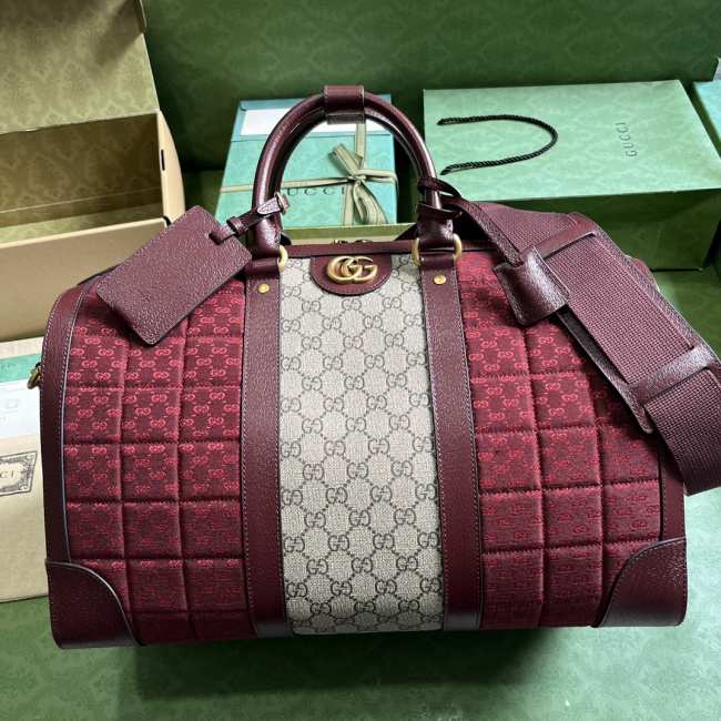 Gucci GG Canvas Duffle Bag 44CM Red - 1