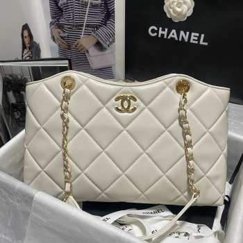 Chanel Shopping Tote Bag in White 33CM