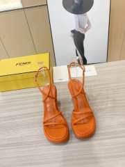 Fendi Baguette Heeled Sandals in Orange - 4