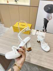 Fendi Baguette Heeled Sandals in White - 6